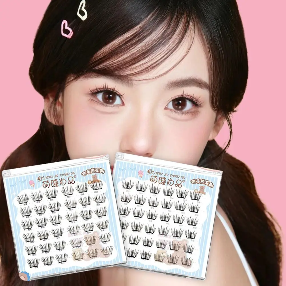 Selbstklebende, kleberfreie falsche Wimpern im koreanischen Stil, DIY, fotogene Comic-Wimpern, wiederverwendbar, natürliche weiche Wimpern, Augen-Make-up-Werkzeug