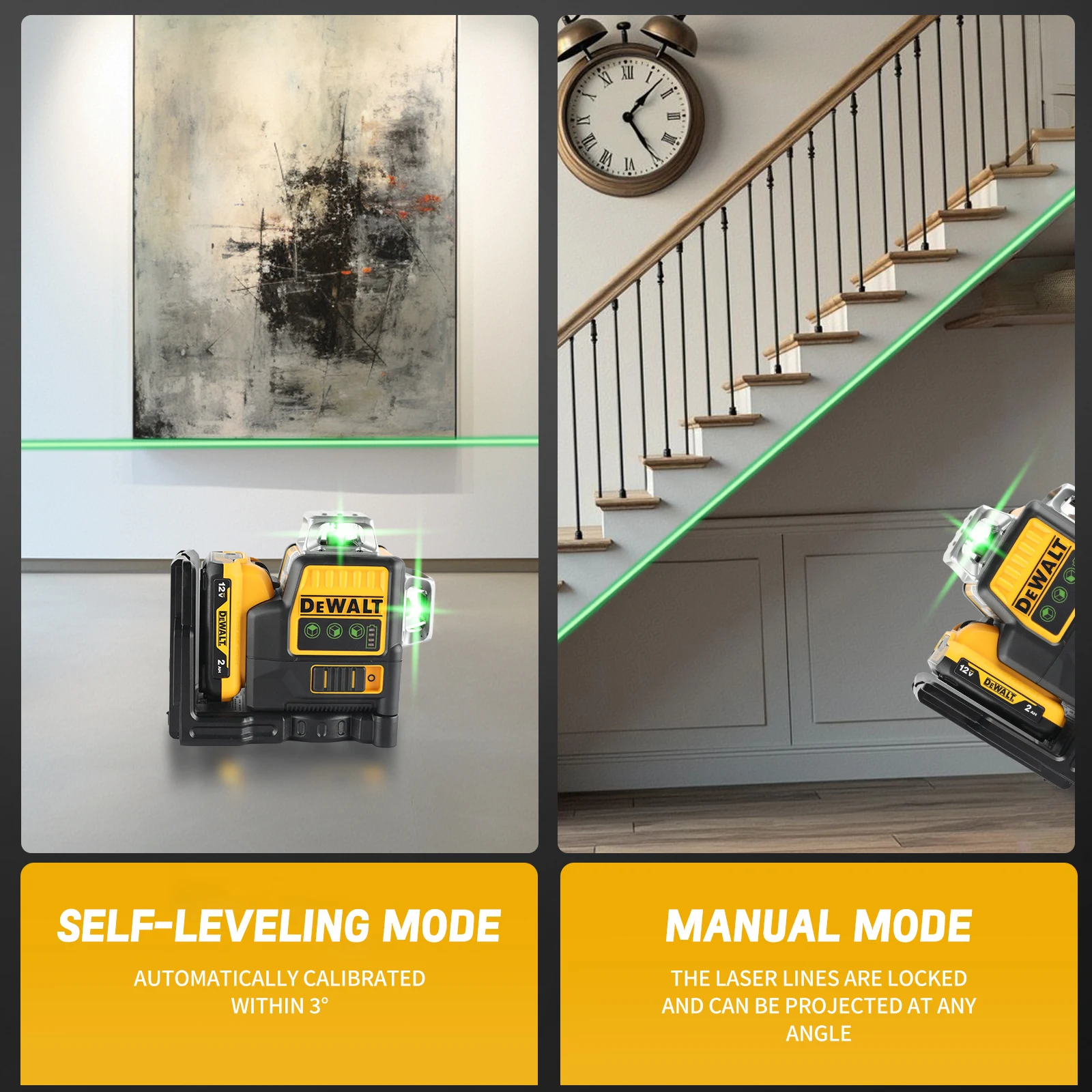 NEWDEWALT DW089LG 12 خط مستوى الليزر 360 مستوى الليزر الذاتي التسوية أفقية وعمودية 12 فولت أداة البطارية عبر الخط