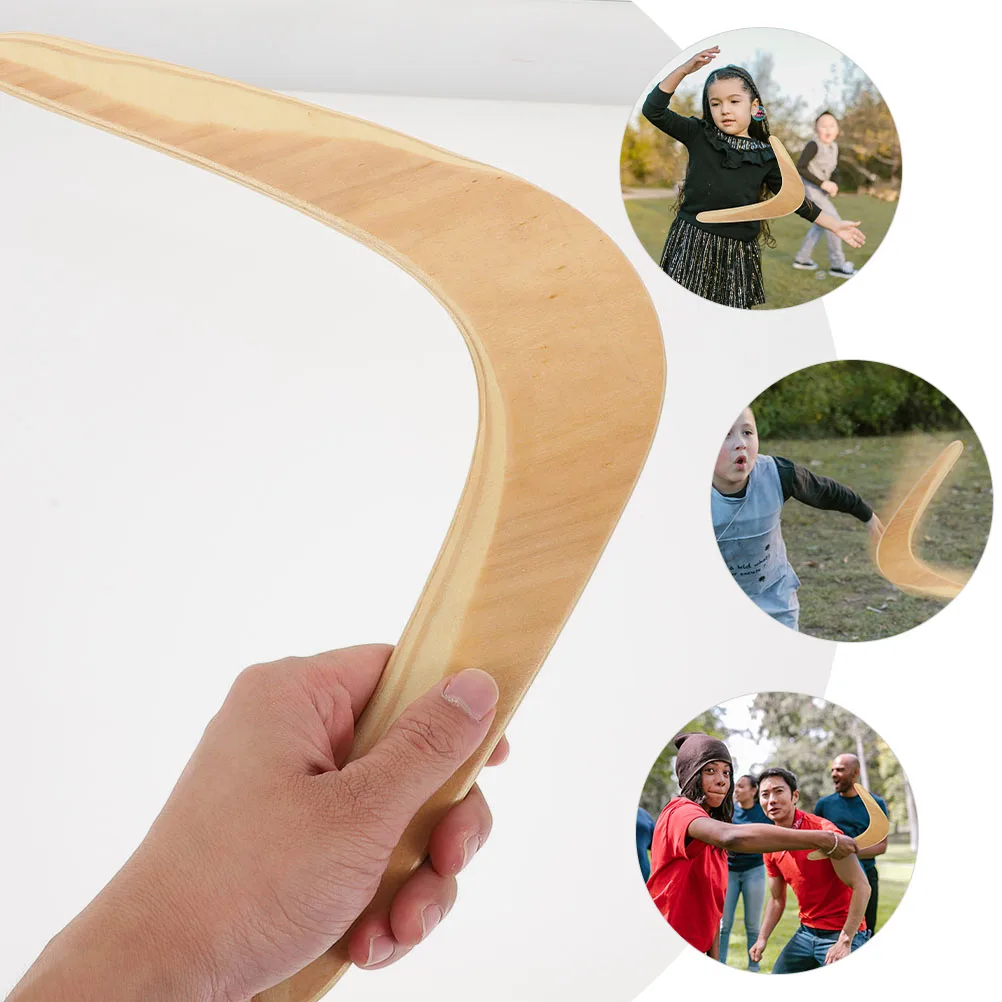 어린이 야외 놀이를 위한 나무 부메랑 플라잉 디스크 2개, 반복 사용 가능한 던지기 장난감, 스트레스 해소 활동
