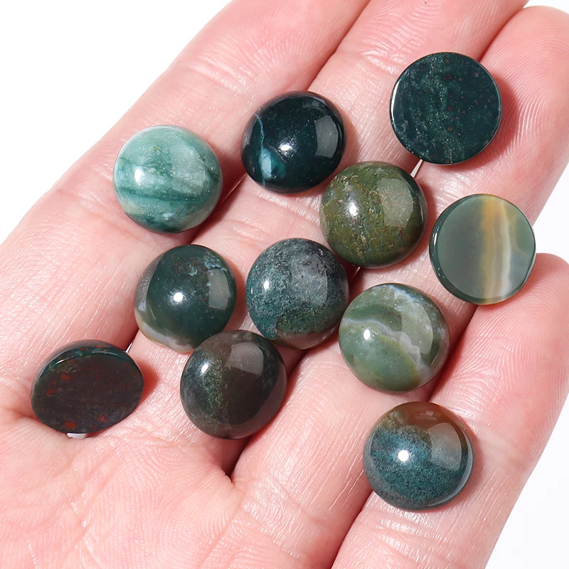 5/10pcs India Agate Stone Cabochon Beads Natural Stone Beads Half of Round  Cabochon Beads Diy Jewelry Necklace Ring Accessories