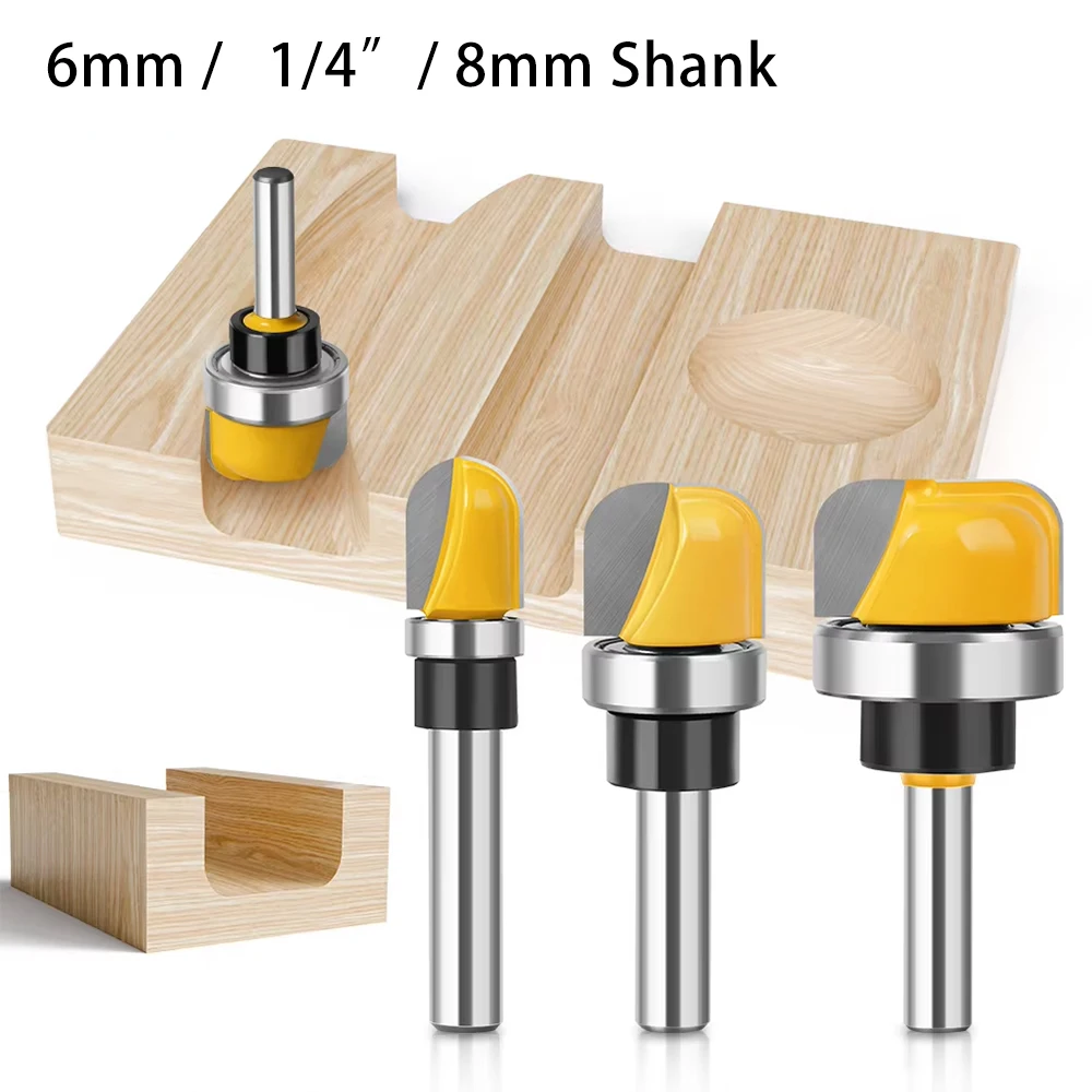 6mm 1/4" 8mm Schaftfräser mit runder Spitze für Holzbearbeitung, geeignet für Schüsselherstellung und Vertiefungsbehandlung