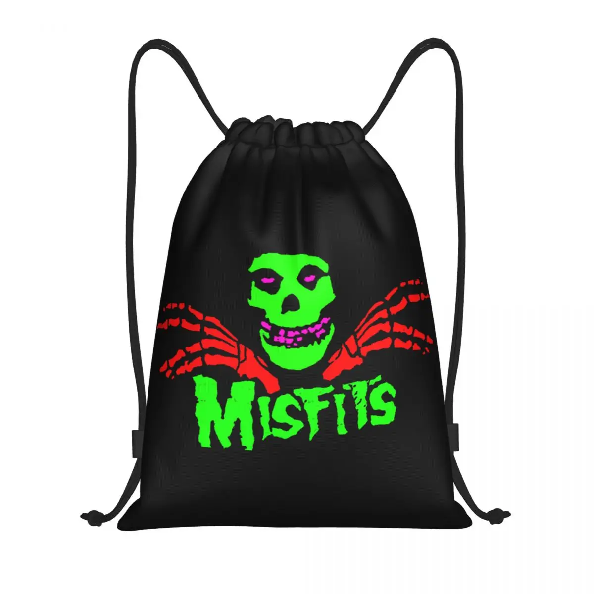 Custom Horror Punk Rock Misfits Skull Drawstring Bag for Training Yoga Backpacks Men Women Sports Gym Sackpack