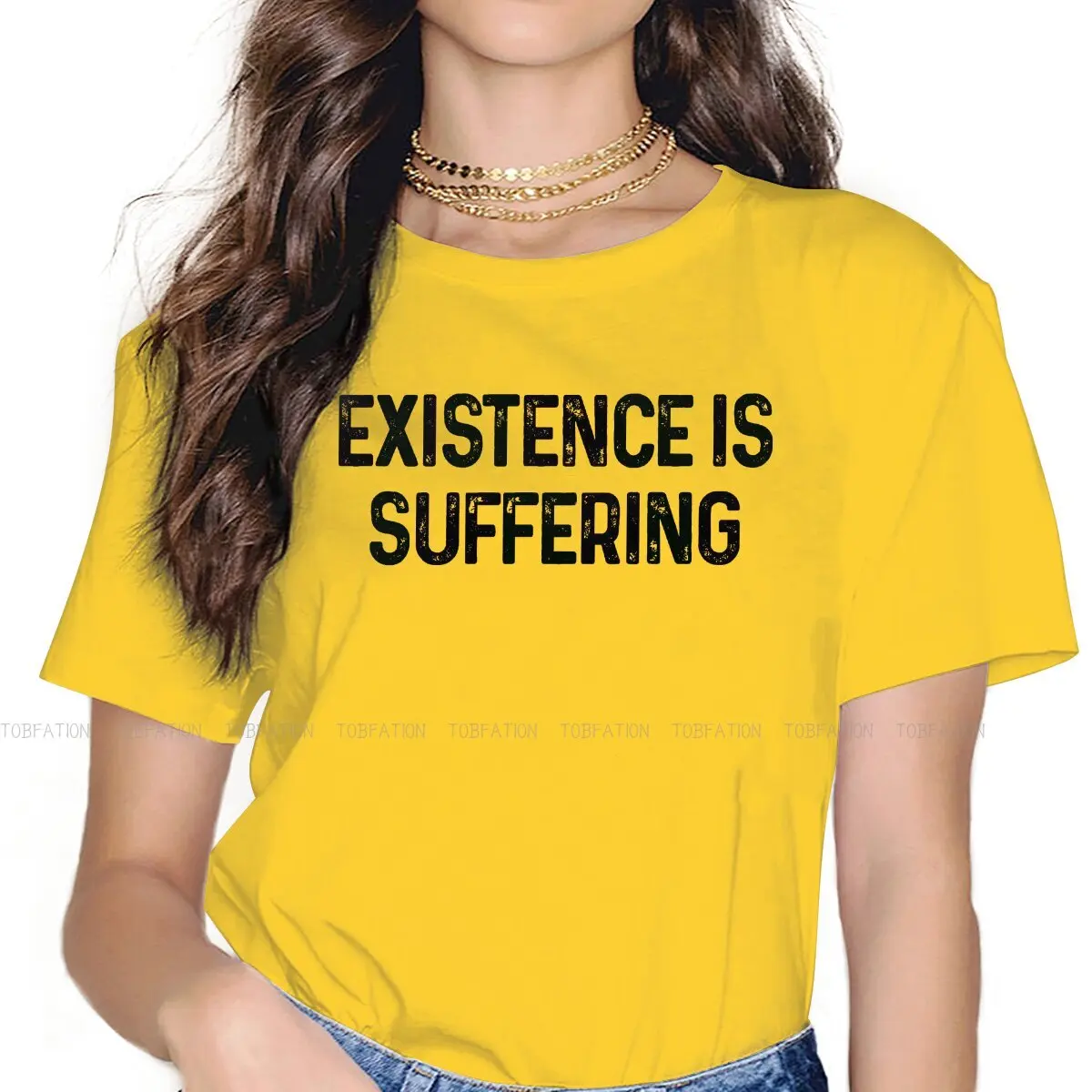 Existence Is Suffering Antinatalist Quote Classic  Harajuku TShirt DINK Double Income No Kids Printing T Shirt Female Tee