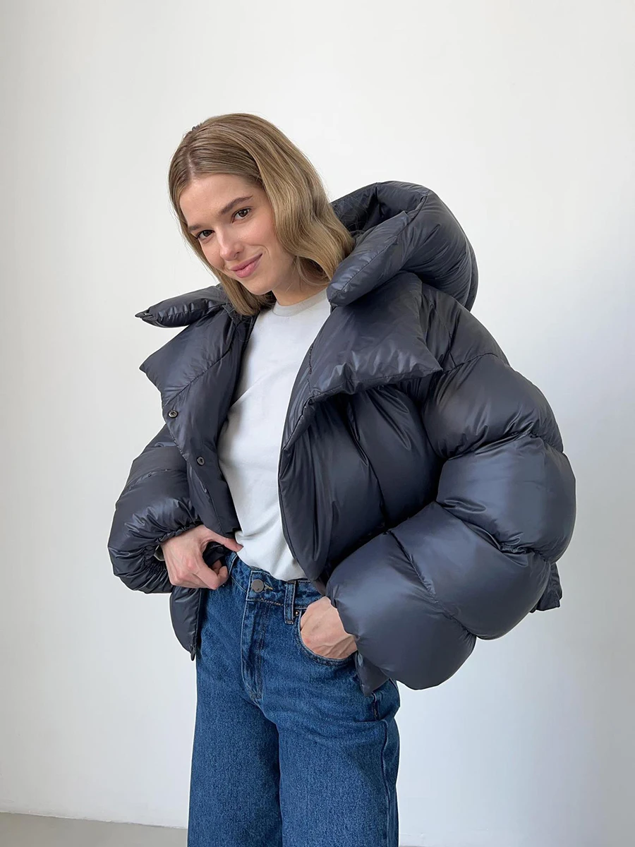 

Thick Warm Puffer Cotton Coat Women's Bread Jacket Autumn Winter Hooded Quilted Jacket Cotton-Padded Long Sleeve Outerwear