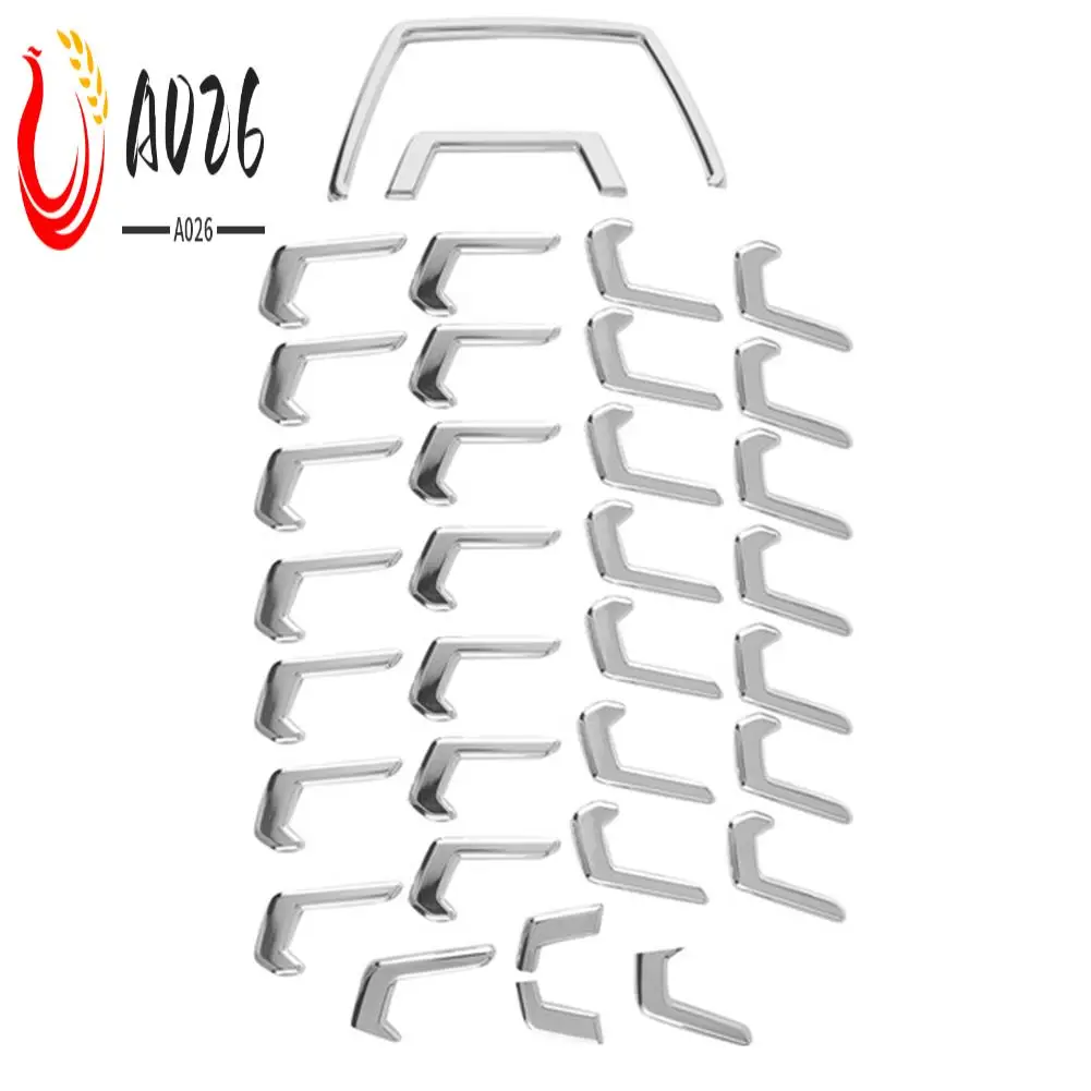 

A026-34Pcs Chrome Front Center Grille Cover Trim Car Styling For Toyota Yaris Cross 2020 2021 2022