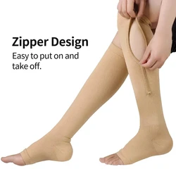 2XL Zipper Compression Socks 20 30 mmhg Medical Women Tight Socks Long Tube Blood Circulation Socks Copper Fiber Pregnancy New