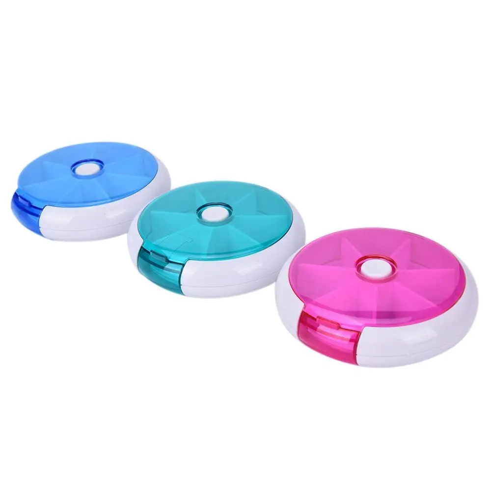 Portable Rotating Seven-grid Pill Box Weekly 7 Day Pill Box Waterproof Sealed Travel Pill Case Tablet Container