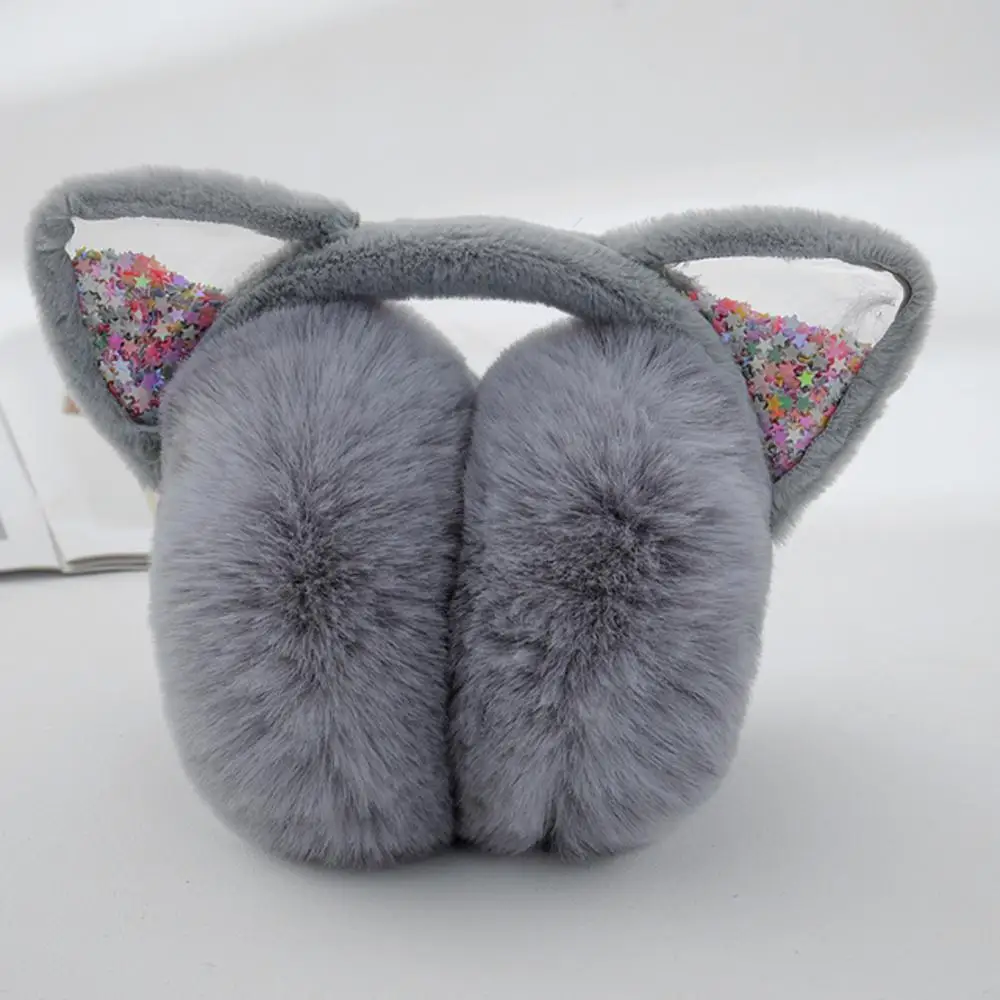 Cute Animal Earmuffs Soft Warm Cat Ears Ear Warmers Women Girls Foldable Winter Ear Covers Outdoor Furry Fleece Earmuffs