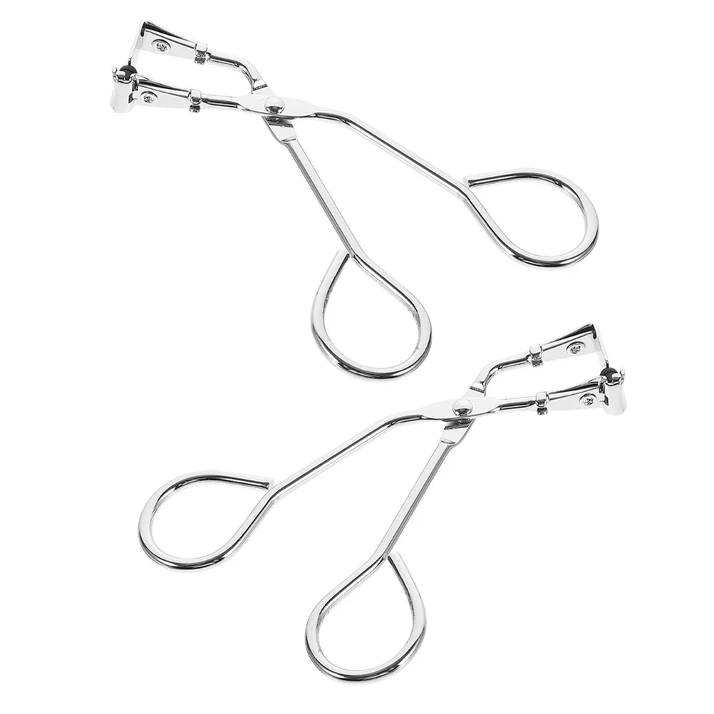 

2Pcs Durable Stainless Steel Eyelash Curler Black Rubber Ring Nonslip Grip Partial Curling Makeup Tool Travel Size