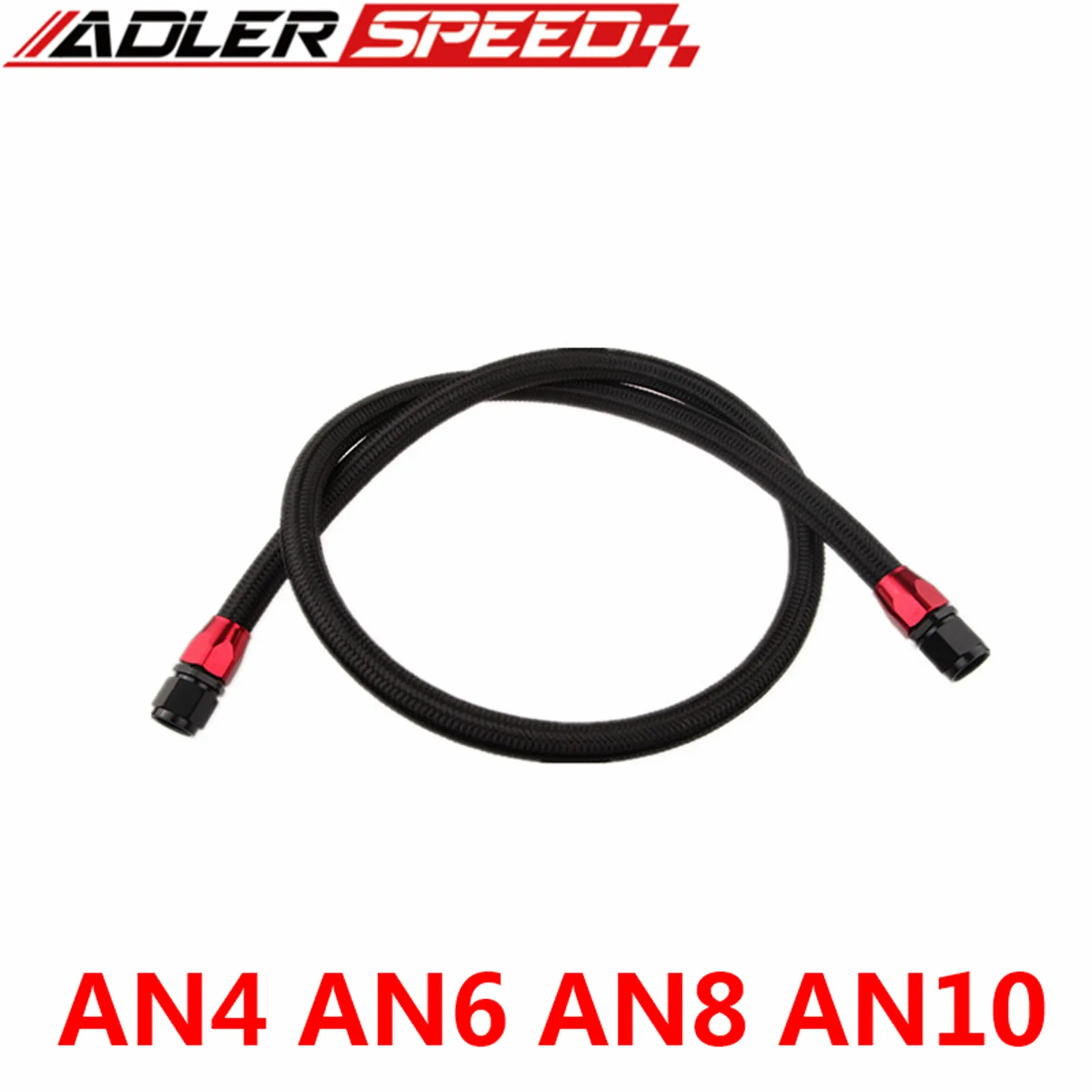 

AN4 AN6 AN8 AN10 Fuel Hose Oil Gas Cooler Hose Line Pipe Tube Nylon Stainless Steel Braided Inside CPE Rubber 0.6M Custom length