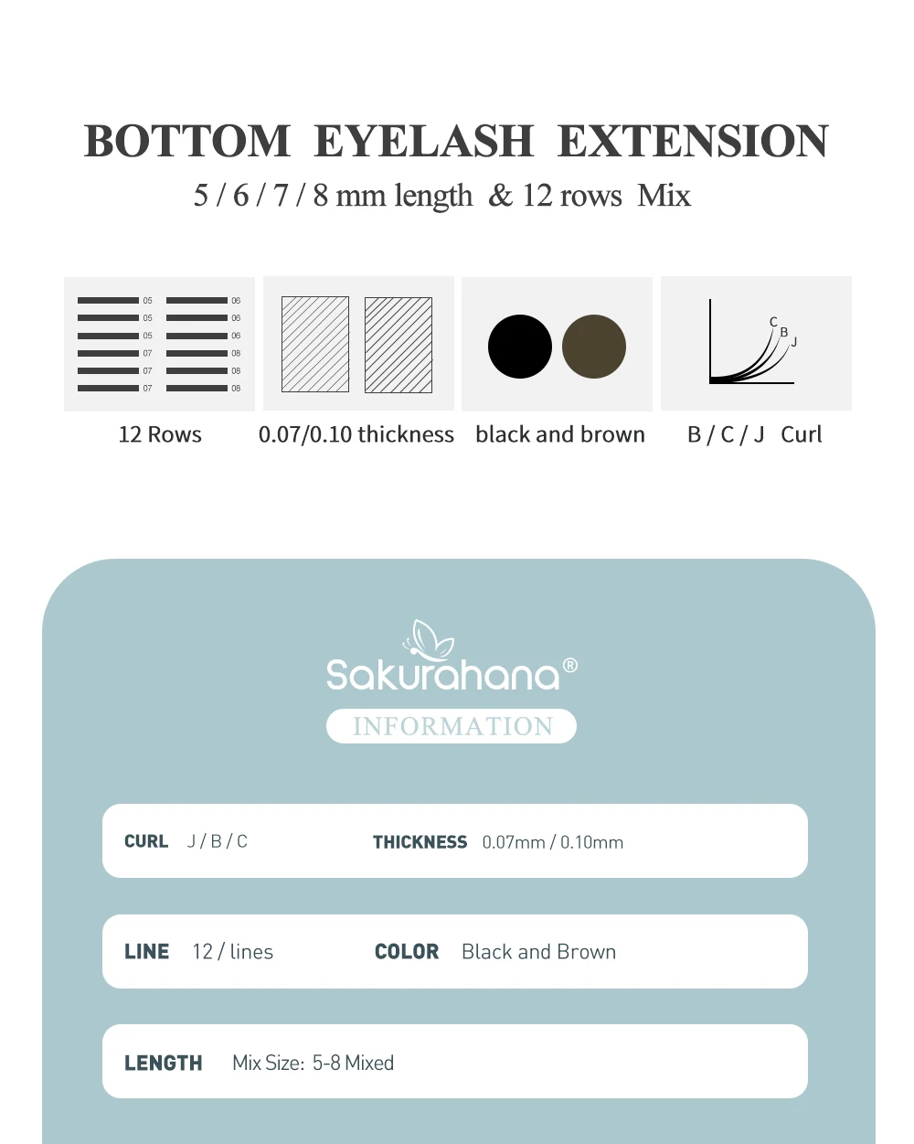 SAKURAHANA Untere Wimpern 0,07/0,10 Natürliche weiche untere klassische falsche Wimpernverlängerung B/C Curl 5-7 mm kurze Größen unter den Wimpern – Detail 2