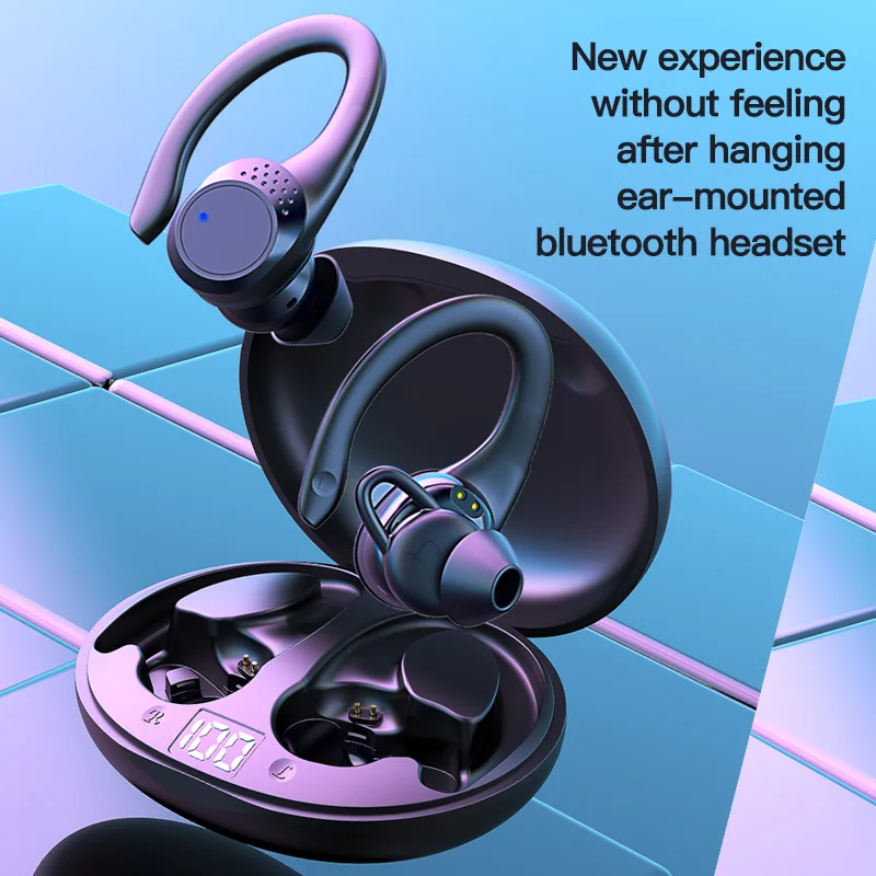 AX9 Bluetooth Headset New Noise Reduction Ear Mounted Digital Display Dual Ear With Charging Chamber Endurance