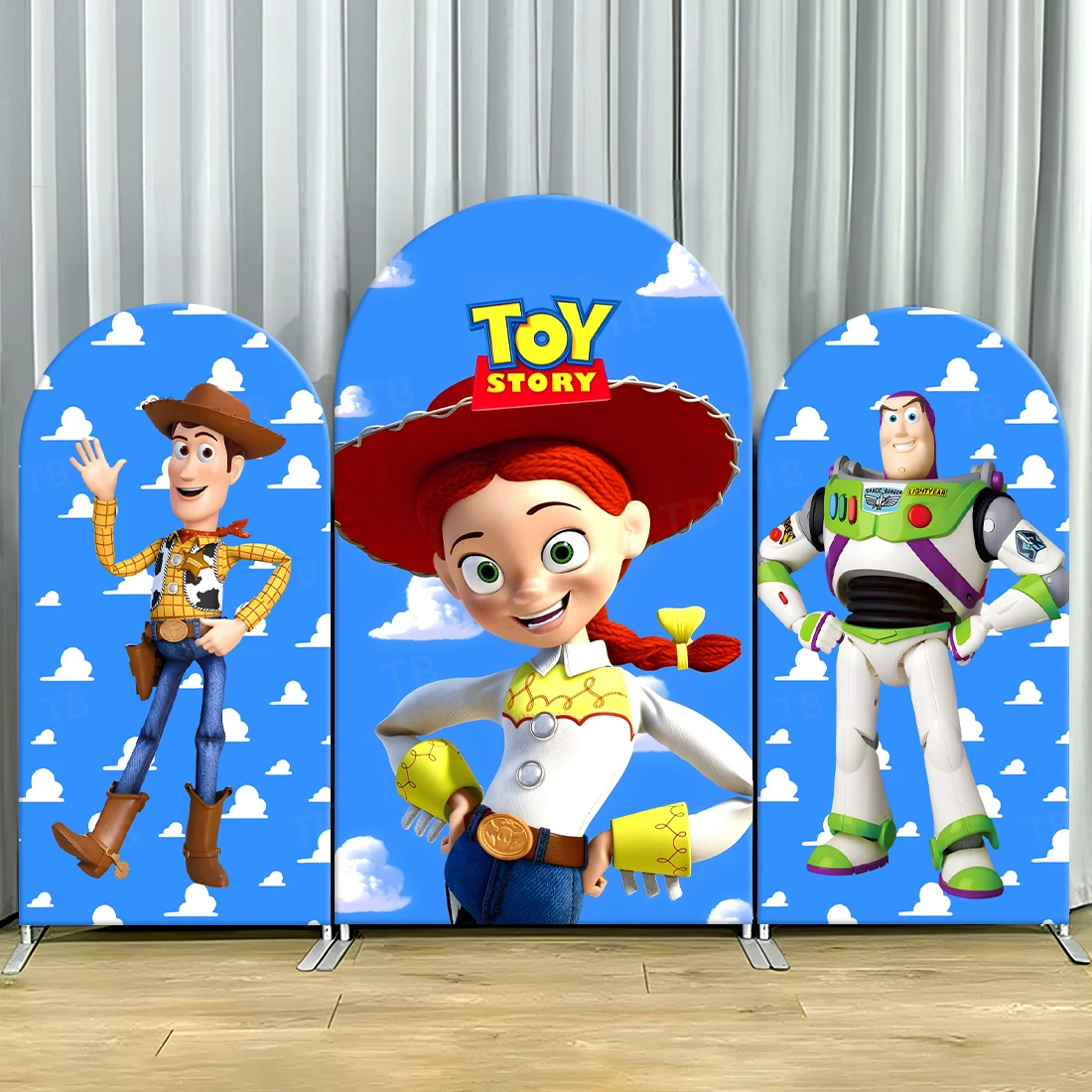

TB Toy Story Buzz Lightyear Arch Backdrop Cover for Kids Birthday Party Decoration Photograph Background Wall Baby Shower Props