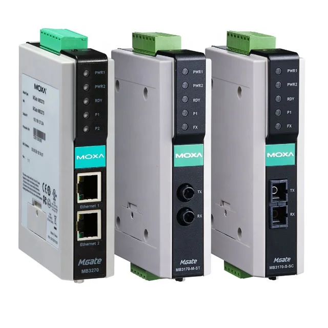 

Gold Seller MOXA 1 and 2 port advanced serial port to Ethernet Modbus gateway Mgate MB3170