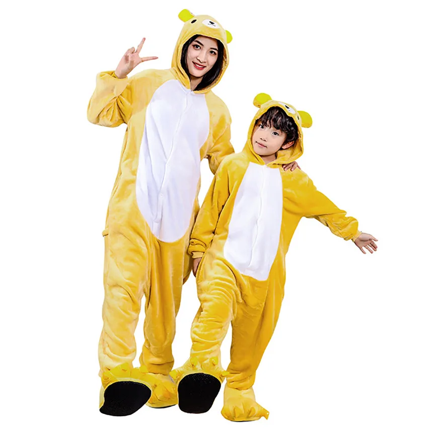 Adults Bear Cartoon Pajamas Animal Onesies Cosplay Costumes Jumpsuit Long Sleeve Sleepwear Halloween One Piece for Performing