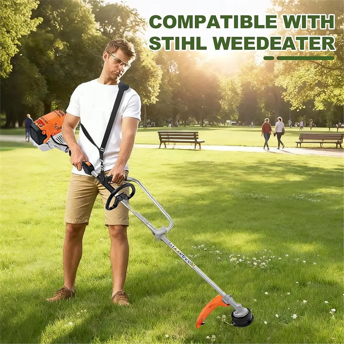 Weed Eater Support Handle for Lawn Mower Weed Eater Parts Aluminum Trimmer Grip for Lawn Care with Shoulder Strap