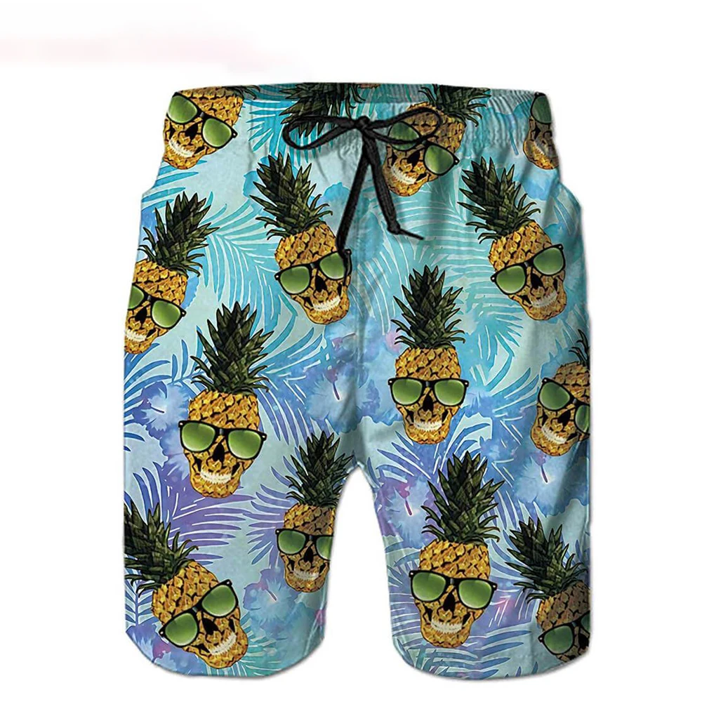 Funny Pineapple Mens Swimwear Beach Shorts Surf Board Shorts Sportwear Pant Boy Short Swimsuit Kids Summer Briefs Swimming Trunk