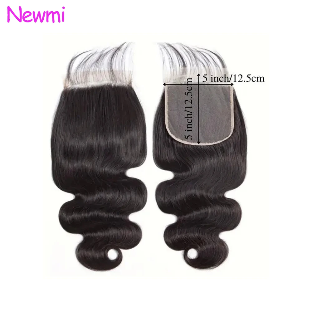 

Newmi 5x5 Lace Closure Body Wave Closure 12A Brazilian Virgin Remy 100% Human Hair Pre Plucked with Baby Hair For Women