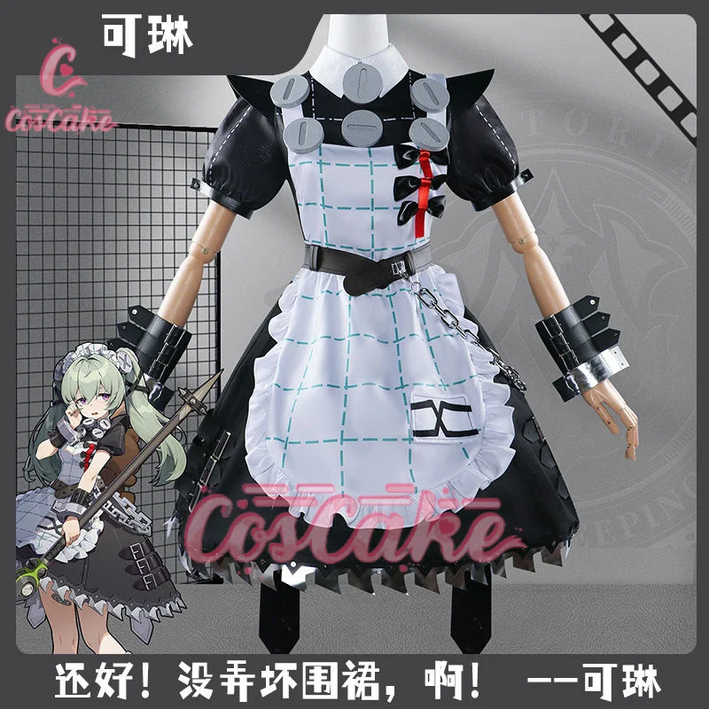 

Corin Wickes Cosplay Costume Wig Bag Game Zenless Zone Zero Dress Gothic Maid Skirt Green Double Ponytail Hair Chain Apron Socks