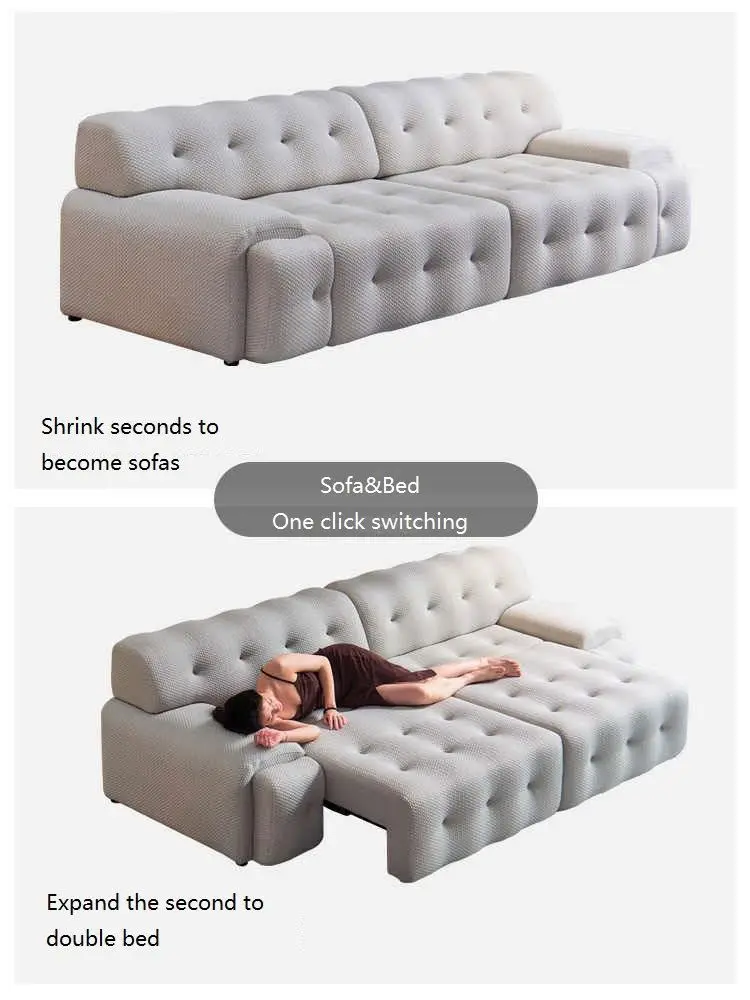 New Small Unit Type Direct Row Fabric Sofa Bed Living Room Multi Functional Electric Telescopic Dual Use Sofa