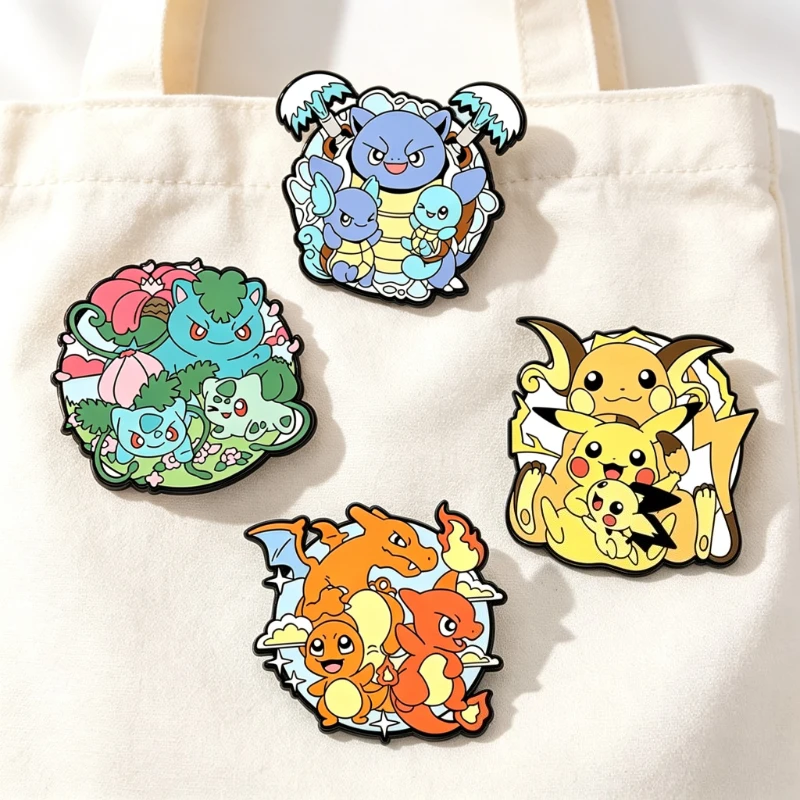 4pcs set Cute Anime Bagde Cartoon Game Figures Brooch Lapel Pin Badge on Backpack Clothing Accessories schoolbag clothing Gift