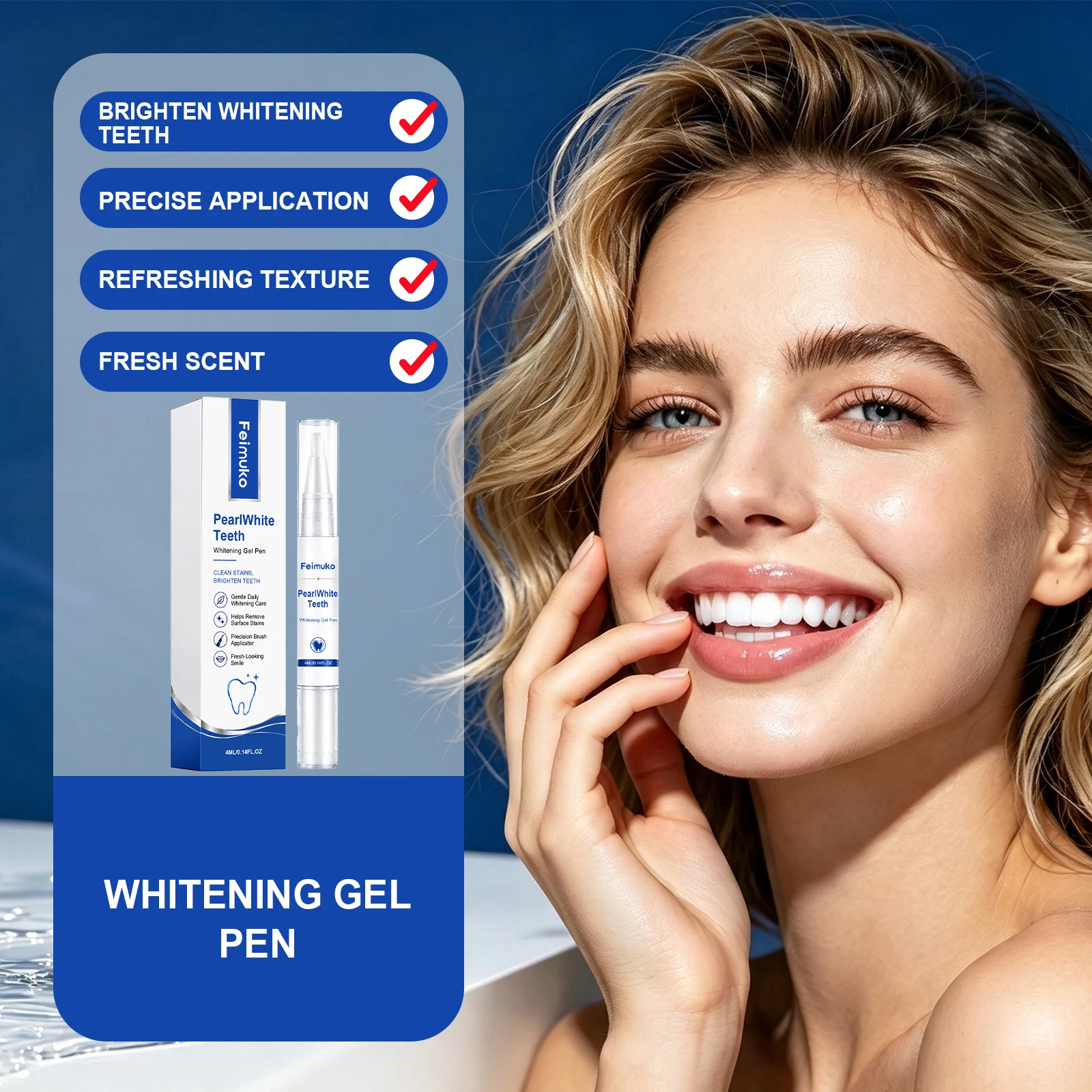 Teeth Whitening Pen - Tragbarer Zahnaufhellungs-Gelstift, Fleckenentferner, Präzisionsbürste, sanfte tägliche