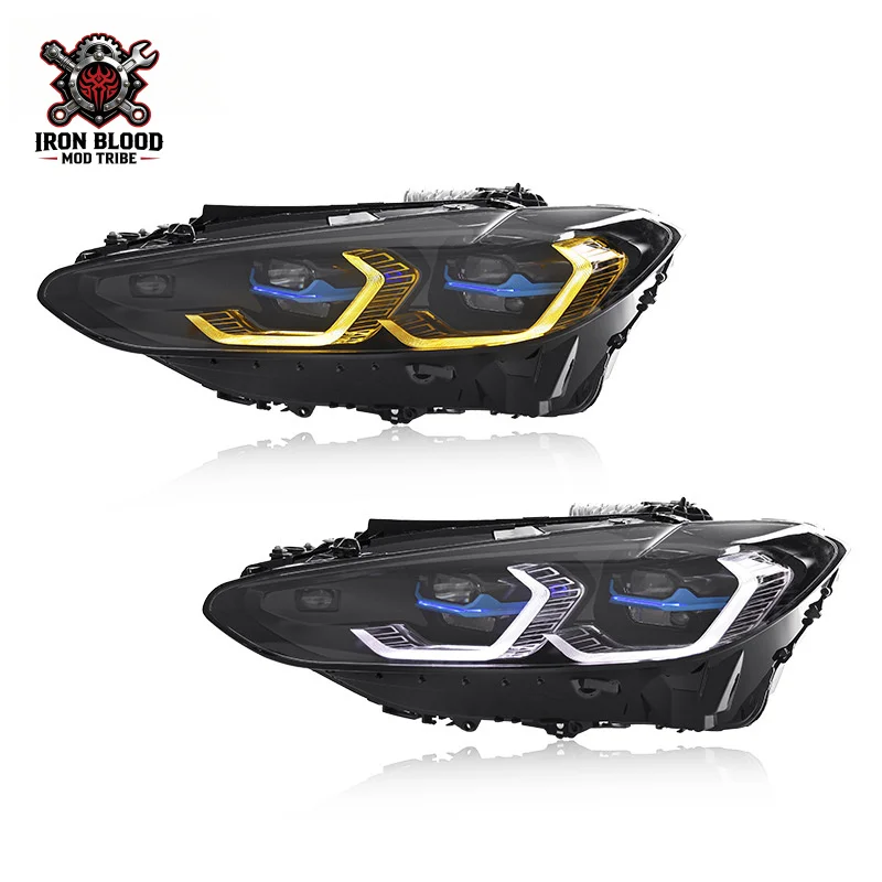 Suitable for 2021-2023 BMW 4 Series Headlight Assembly G22 Modified Low Raised LED Daytime Running Light Dual Color Golden Eye