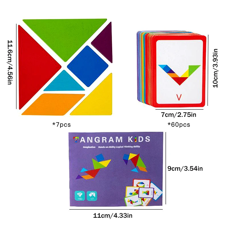 3D Houten Tangram Legpuzzels Bordspellen Kinderen Montessori Educatief Speelgoed Kinderen Kleuterschool Geometrische Vorm Leermiddel