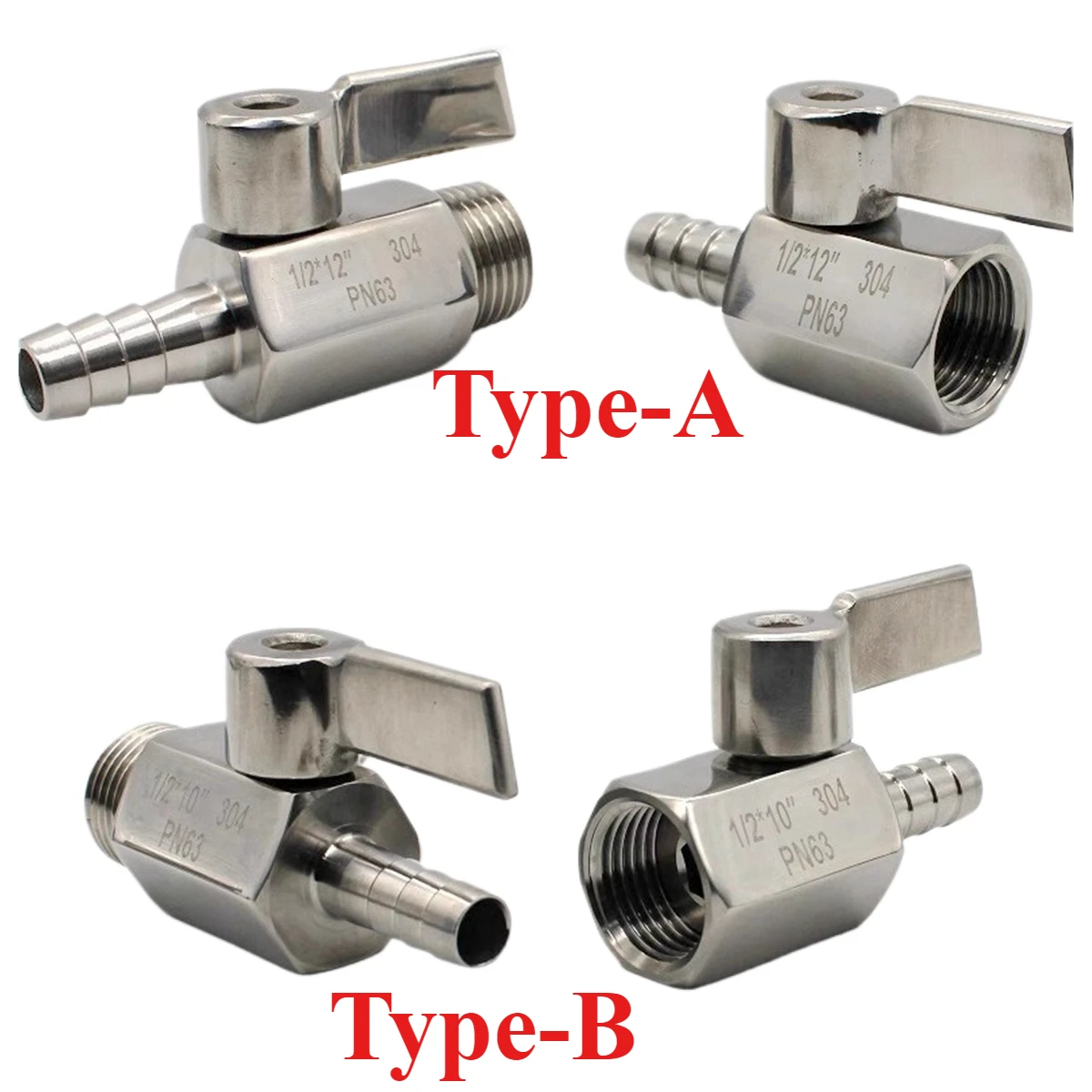 

1/8" 1/4" 3/8" 1/2" 3/4" BSP Female Male 7 8 10 12 14-20 mm Hose Barb Mini Sanitary Ball Valve SUS 304 Stainless Steel Homebrew