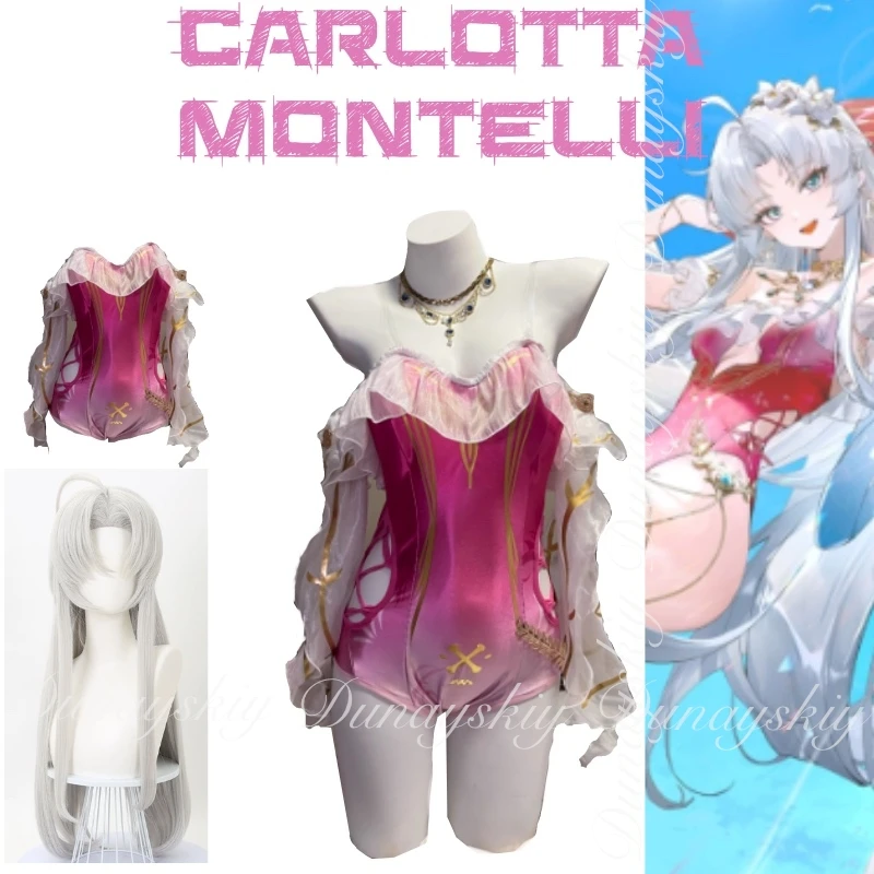 

Wuthering Waves Game Carlotta Montelli Cosplay The Second Lady Of The Montellis' With Pink Swimsuit Cosplay Costume Full Of Suit