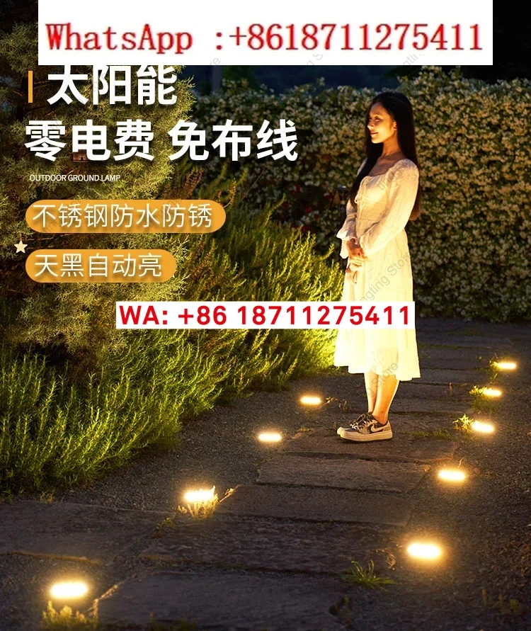 Solar floor lamp, outdoor patio garden, lawn lamp, yard staircase, villa landscape, buried light, waterproof floor plug light