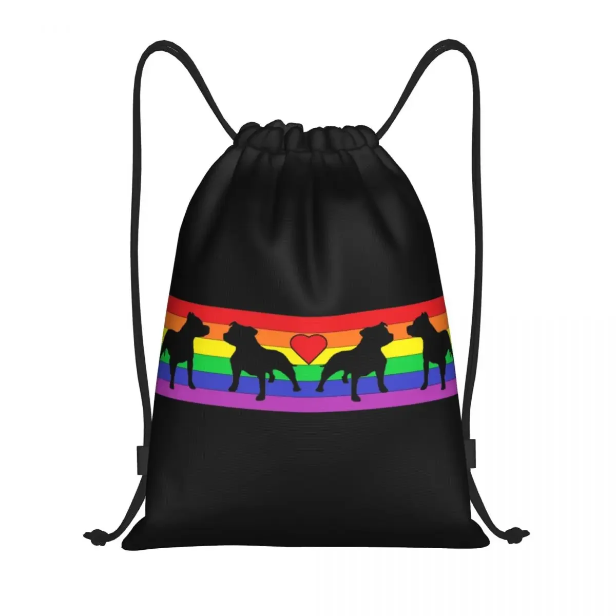 Mochila con cordón para hombre y mujer, morral deportivo con diseño de perro, de arco iris, de entrenamiento de animales, para gimnasio