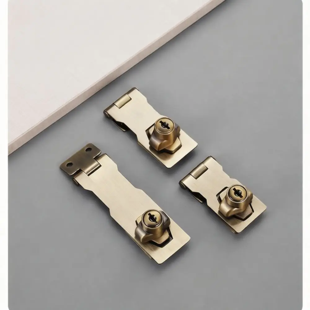 Security Hasp Lock With Key Stainless Steel Latch For Door Gate Cabinet Drawer Anti Theft Hardware Heavy Duty Fastener Kit