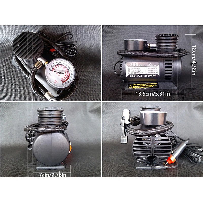 12V 300psi Portable Car Air Compressor Tire Inflator Pump  Auto Accessories Repair Tool For Cars Bicycle Tires