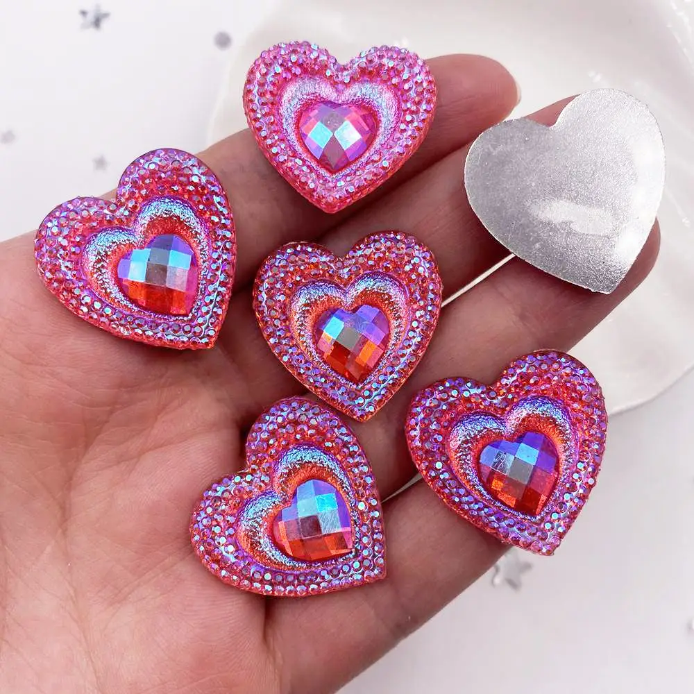 12pcs 25mm Heart AB Black Resin Peacock eye Gem Flatback Rhinestone Ornament Crystals Applique Wedding DIY Scrapbook