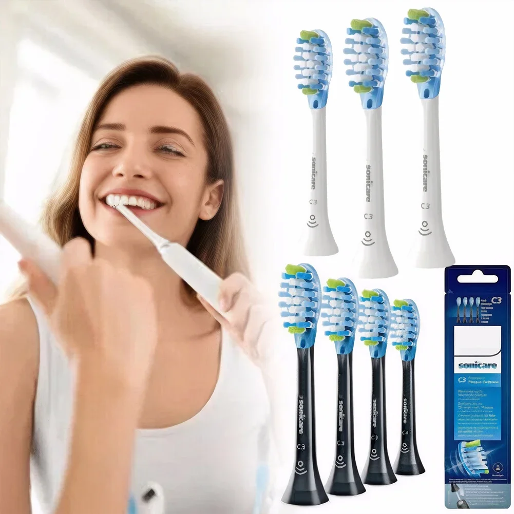 Sonicare C3 4-пакет сменных насадок для зубных щеток, защитная зубная щетка, белая или черная