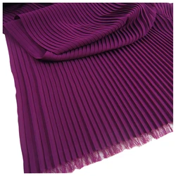 Purple Pleated Pearl Chiffon Fabric Ruffled Cloth Dress Clothing Craft Sewing Materials 150CM 59