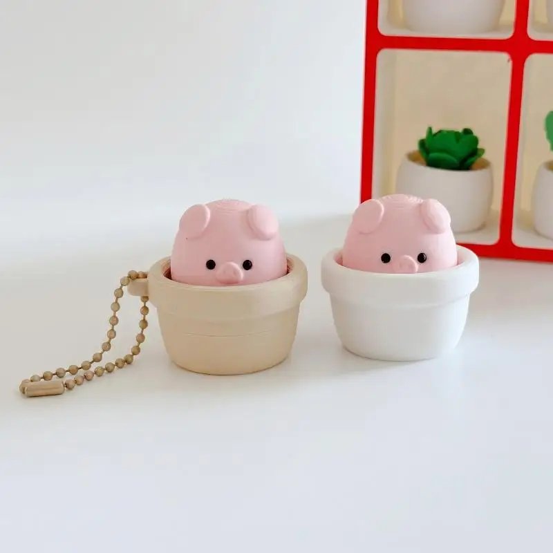 Niedlicher Schweinchen-Silikon-Clicker mit Stressabbau-Schlüsselanhänger, Rucksack-Dekoration, Fidget-Spielzeug – Detail 9