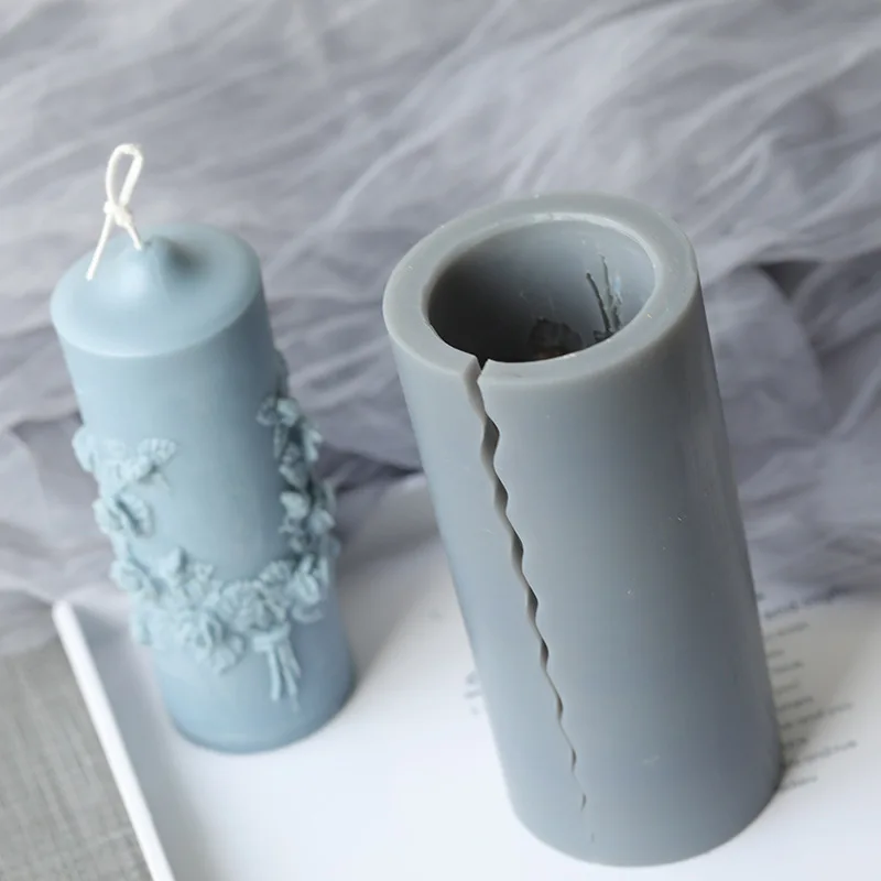 3D Carved Cylindrical Silicone Clay Soap Mould for Making Candles Scented Candle Silicone Mould