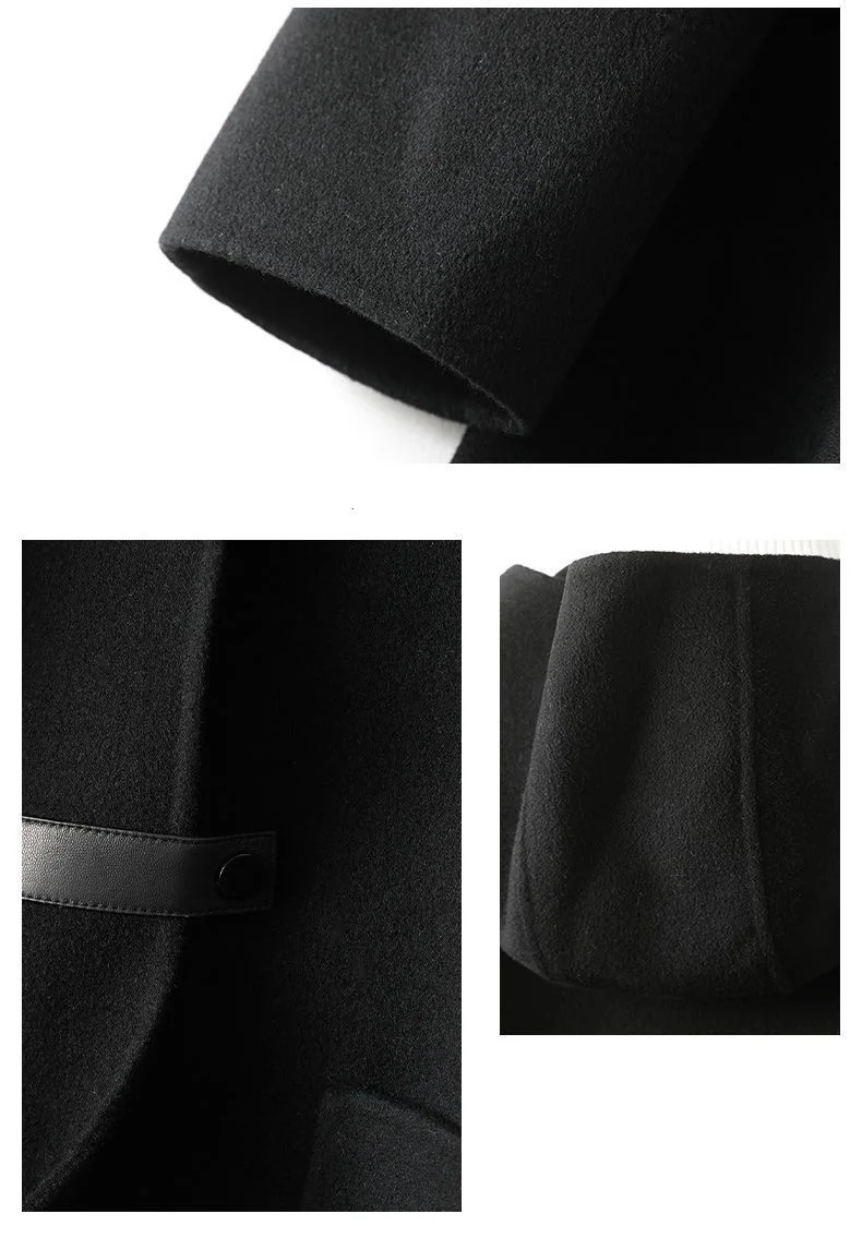 Neue Modische Doppelseitige POLYESTER-Jacke mit Kapuze für Damen Herbst Winter Doppelseitige Woll-Windjacke Eleganter Schlanker Wollmantel – Detail 11