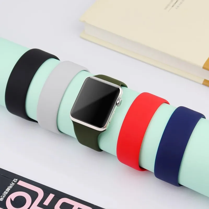 Silikonowy pasek do Apple Watch Band 9 ultra 49mm 40Mm 44Mm 41Mm 45Mm 42mm pasek pojedynczo owinięty wokół ręki opaska na Iwatch serii 5/4/3/Se/6/7/8