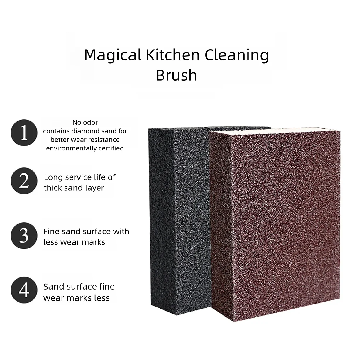 Magic Descaling Emery Sponge Household Cleaning Brush Useful Things For Kitchen Remove Pot Bottom Stubborn Stains Products Tools