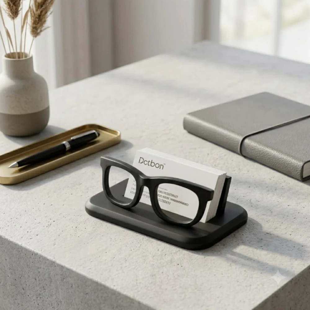 Office Furniture Names - ที่ใส่บัตรธุรกิจรูปทรงแว่นตาสุดสร้างสรรค์ ที่วางแว่นตาตั้งโต๊ะ 2in1 ที่จัดเก็บนามบัตร ของตกแต่งโต๊ะทำงานสำนักงานสมัยใหม่