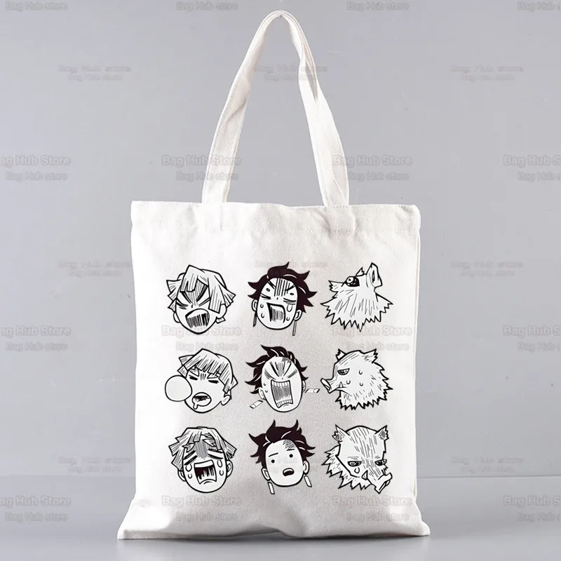 Anime Demon Slayer Kimetsu No Yaiba  Tanjirou Kamado Ladies Shoulder Bags Popular Printed Tote Bags Casual Foldable Shopping Bag