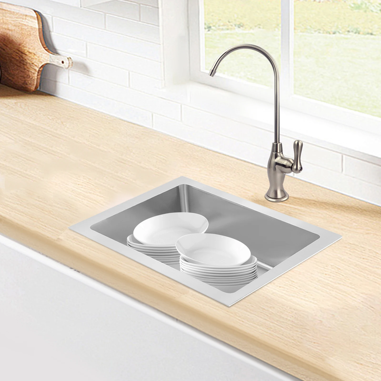 حوض ممسحة أرضية فضية (مستقر وسهل التنظيف) - هيكل مستطيل + أقدام غير قابلة للانزلاق وثبات جيد (استخدام آمن)، سطح أملس