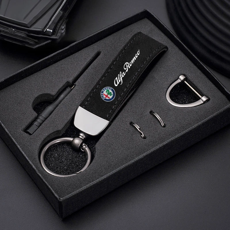 Suede Kaychain Car Key Ring Holder Pendent High-end Gifts For Alfa Romeo Giulietta Mito Giulia Stelvio Brera 147 156 159