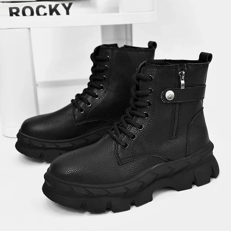 New High Quality Men's Shoes High Top Fashion Versatile Casual Shoes Thick soled Height Increasing Mountaineering Sports Shoes