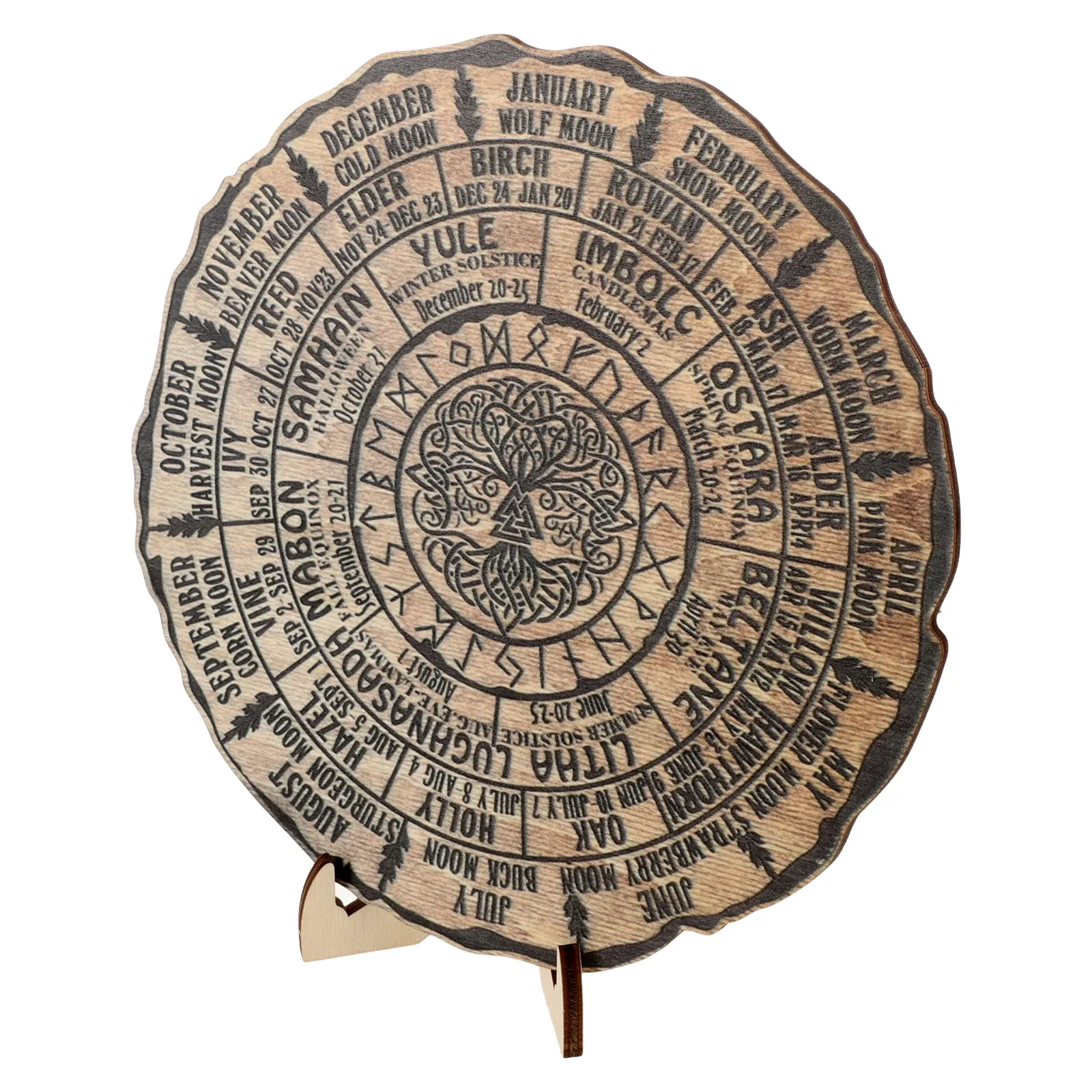 Decorations Tree H made Tree Calendar Decoration Wooden Calendar Decor nament Desktop Witch Ring Year Round Wooden