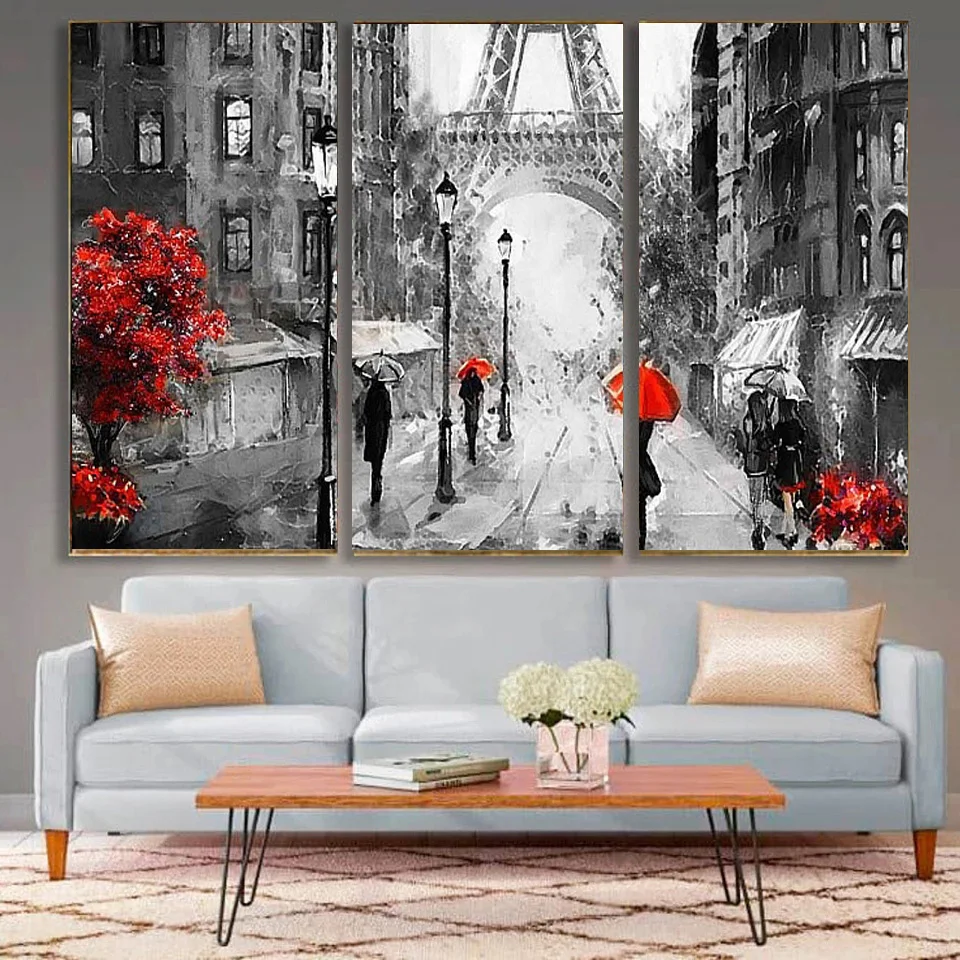 3pcs/set Diamond Painting Vintage French Street Scene Full Diamond Embroidery Iron Tower Picture Mosaic Handmade Art Triptych