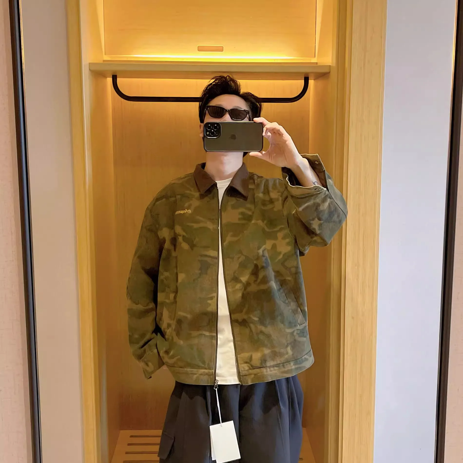 

Осень-зима, большие размеры 300, японский Sle, ретро, камуфляжный джинт с лацканами, мужская повседневная универсальная верхняя одежда для похудения, модная